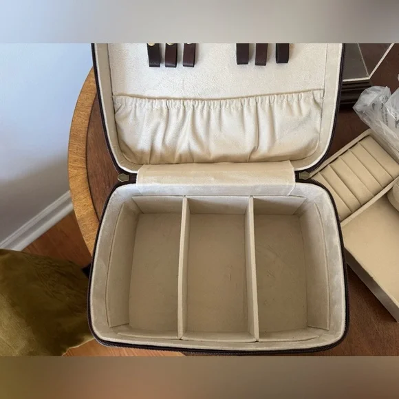 real cow hide and tooled leather jewelry box - brand new